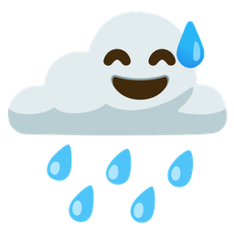 Cloud with rain and Grinning face with sweat