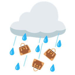cloud with rain and handbag