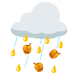 cloud with rain and honey pot