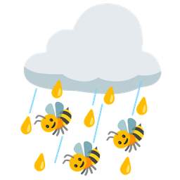 cloud with rain and honeybee