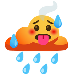 cloud with rain and hot face
