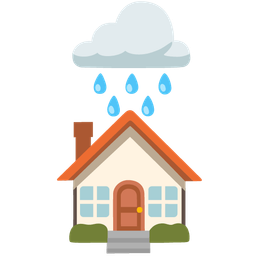 cloud with rain and house