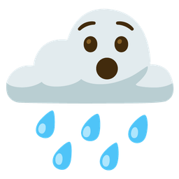 cloud with rain and hushed face