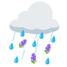 cloud with rain and hyacinth