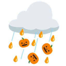 cloud with rain and jack-o-lantern