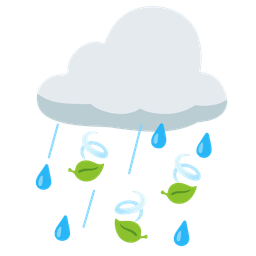 cloud with rain and leaf fluttering in wind