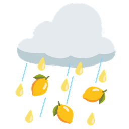 cloud with rain and lemon