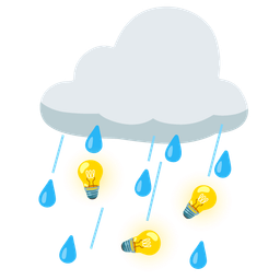 cloud with rain and light bulb