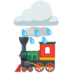 cloud with rain and locomotive