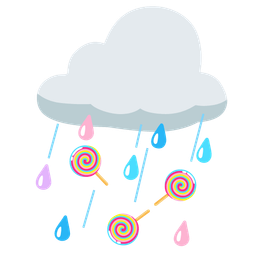 cloud with rain and lollipop