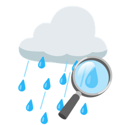 cloud with rain and magnifying glass tilted right