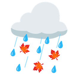 cloud with rain and maple leaf