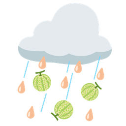 cloud with rain and melon