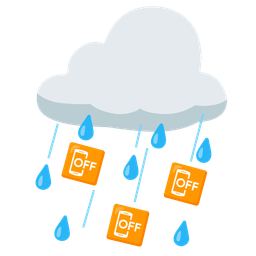 cloud with rain and mobile phone off