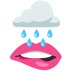 cloud with rain and mouth