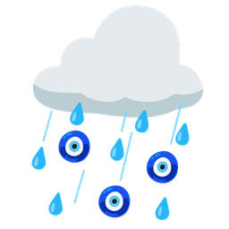 cloud with rain and nazar amulet