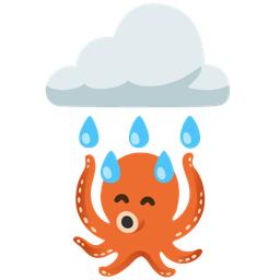 cloud with rain and octopus