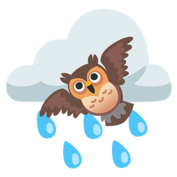 cloud with rain and owl