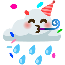 cloud with rain and partying face