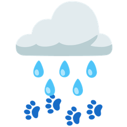 cloud with rain and paw prints