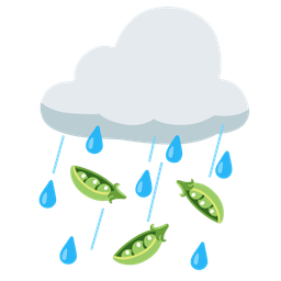 cloud with rain and pea pod