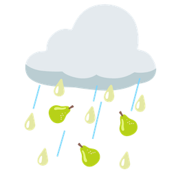 cloud with rain and pear