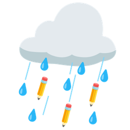 cloud with rain and pencil