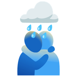 cloud with rain and people hugging