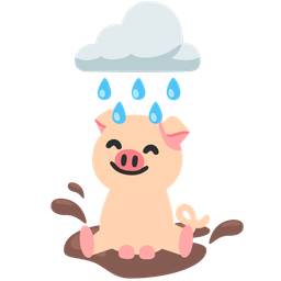 cloud with rain and pig face