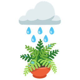 cloud with rain and potted plant