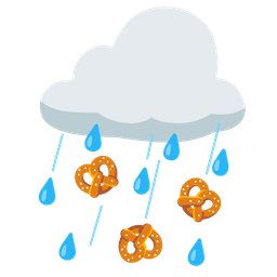 cloud with rain and pretzel
