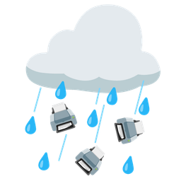 cloud with rain and printer