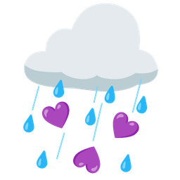 cloud with rain and purple heart