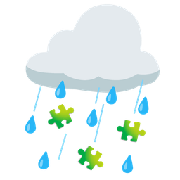 cloud with rain and puzzle piece