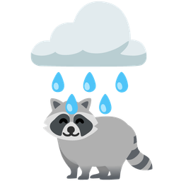 cloud with rain and raccoon