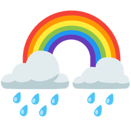 cloud with rain and rainbow