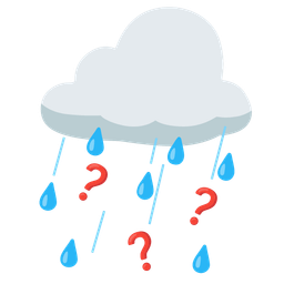 cloud with rain and red question mark