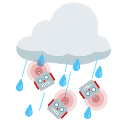 cloud with rain and robot