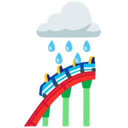 cloud with rain and roller coaster