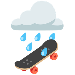 cloud with rain and skateboard