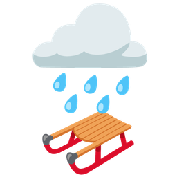 cloud with rain and sled