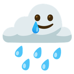 Cloud with rain and Smiling face with tear