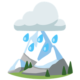 cloud with rain and snow-capped mountain