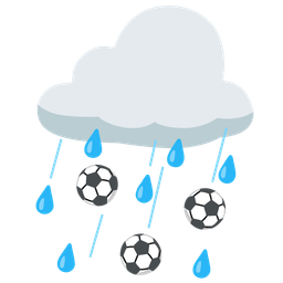 cloud with rain and soccer ball
