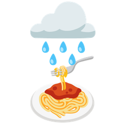 cloud with rain and spaghetti