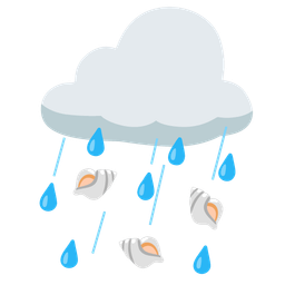 cloud with rain and spiral shell