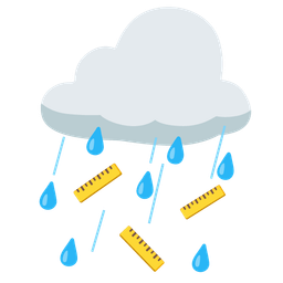 cloud with rain and straight ruler