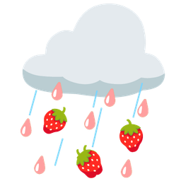 cloud with rain and strawberry