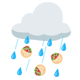 cloud with rain and stuffed flatbread