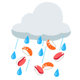 cloud with rain and sushi